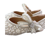 Zapato Plano Bowtie Strap Jewel Beige