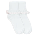 Calcetas Blancas Con Detalles Rosas Extra Small 6-7.5