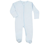 Zipper Footie Light Blue Stars Jacquard
