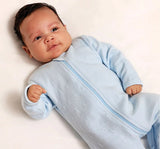 Zipper Footie Light Blue Stars Jacquard