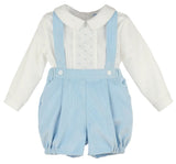 Suspenders Cord Broderie Shirt Blue