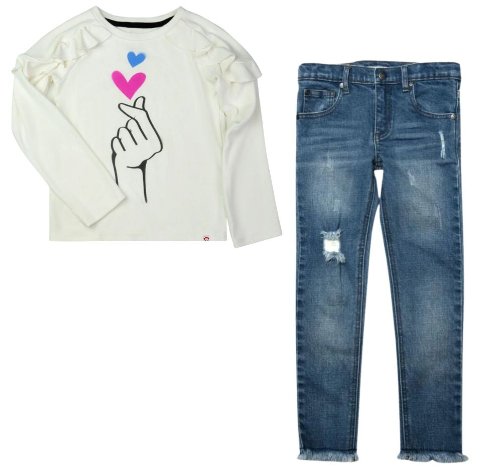 Tee White Sparkle & Jean Light Blue