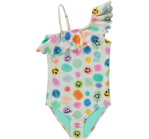 Swimsuit Colourful Watercolour Print Dots & Have Happy Emojis
