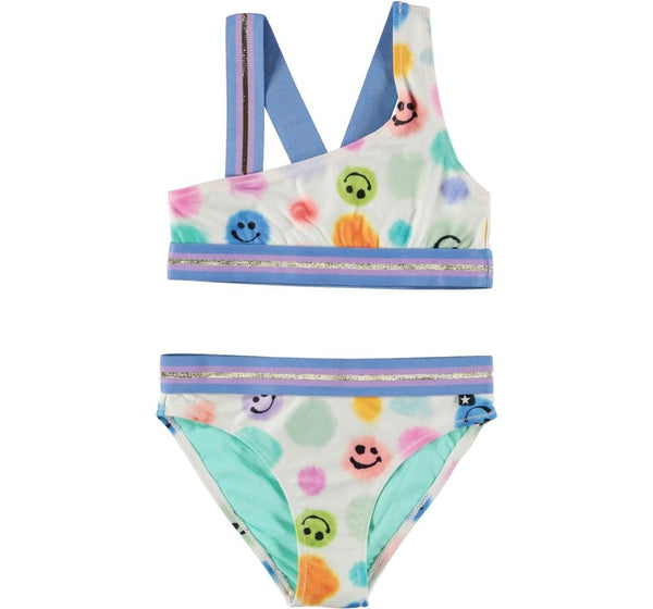 Asymmetrical Sporty Bikini With A Sweet Dot Print In Various Colours & Smiling Faces