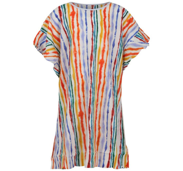 Light Multi-Coloured Tunic With Ruffle Sleeves In An All Over