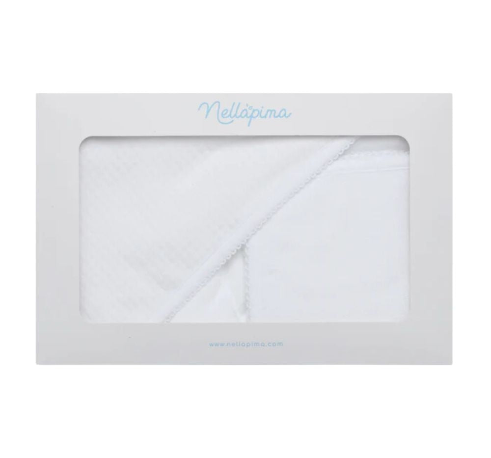 White Picot Trim White Towel