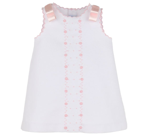 Embroidery Flowers Dress Pink