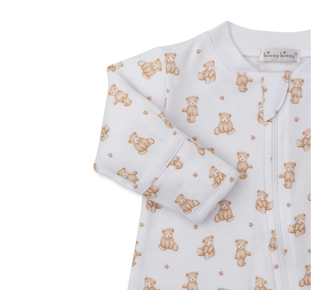 Footie W/Zip Teddy Bears Tan