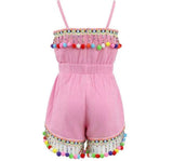 Pink Rainbow Pom Pom Romper