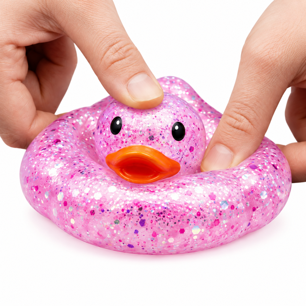 Glitter Squishy Duck Pink