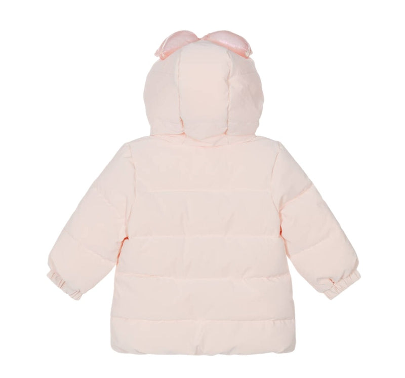 Infant Puffer Jacket With Bow On Hood Pink Courage