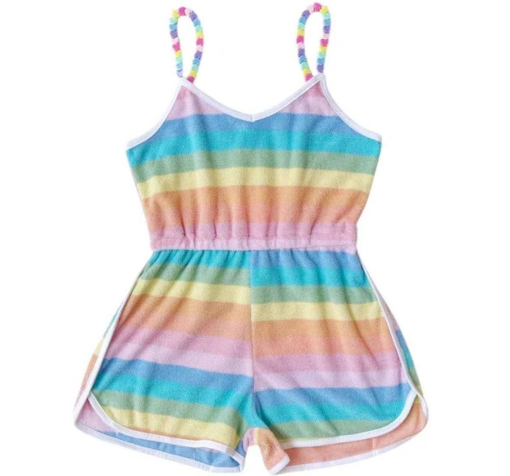 Pastel Ombre Beaded Hearts Romper