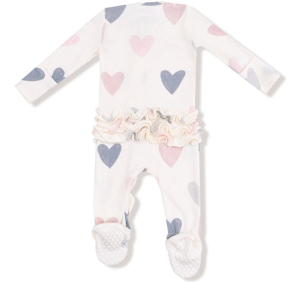 Hearts Modal Rib 2 Way Ruffle Zipper