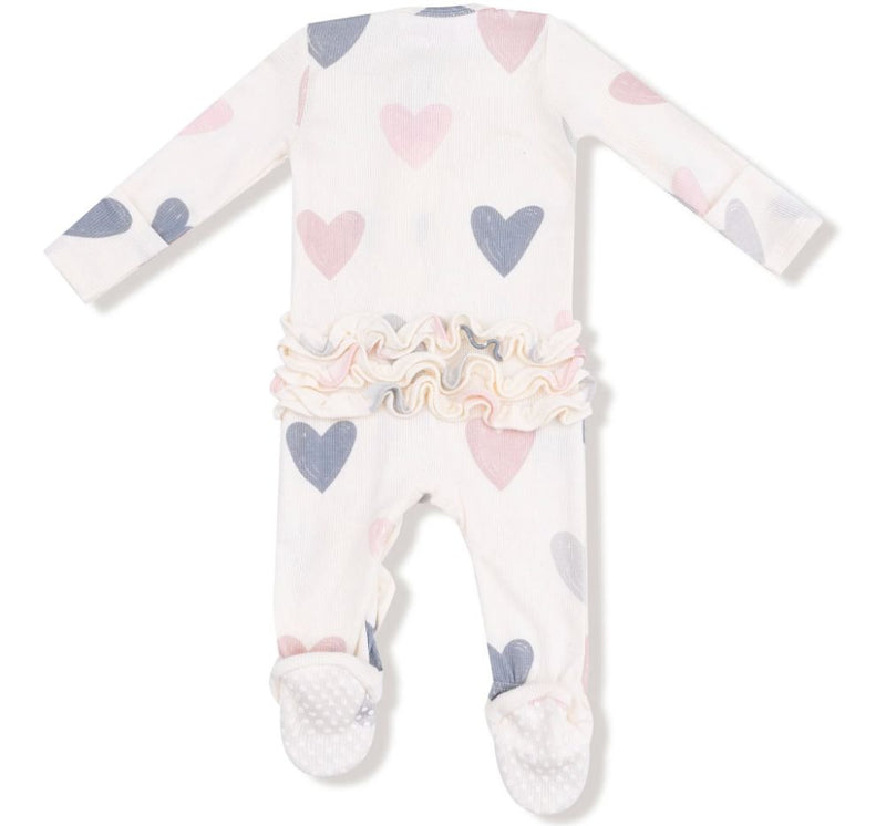 Hearts Modal Rib 2 Way Ruffle Zipper