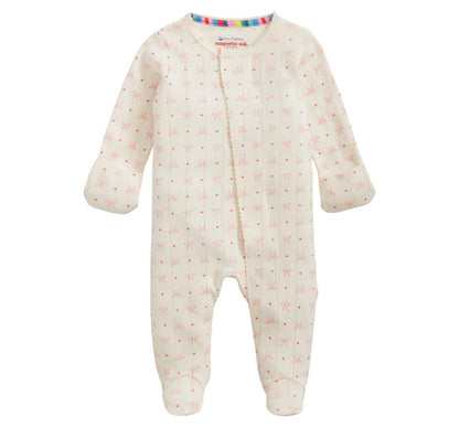 Heart & Bow Pointelle Magnetic Footie