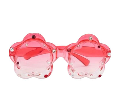 Crystallized Ombre Flower Sunglasses Red