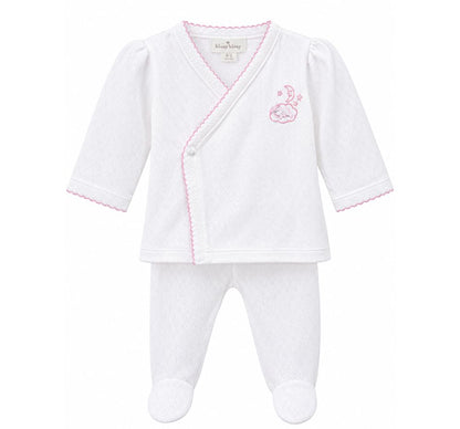 Footed Pant Set w/HE White/Pink