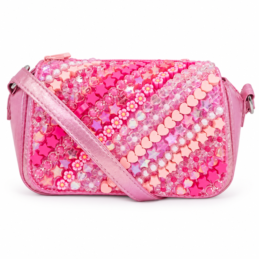 Quilted Full Charm Bag With Crossbody Strap Pink