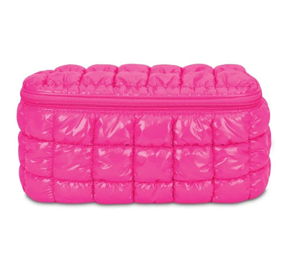 Hot Pink Shiny Puffer Cosmetic Case