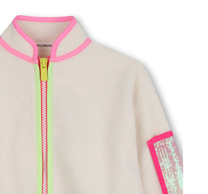 Girls Faux Shearling Zip Up Sweatshirt Stone