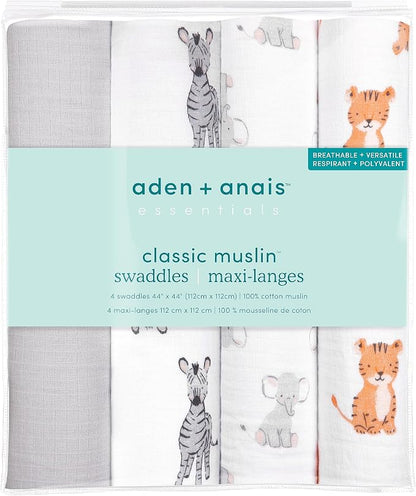 Safari Babes 4-pack Swaddles plus