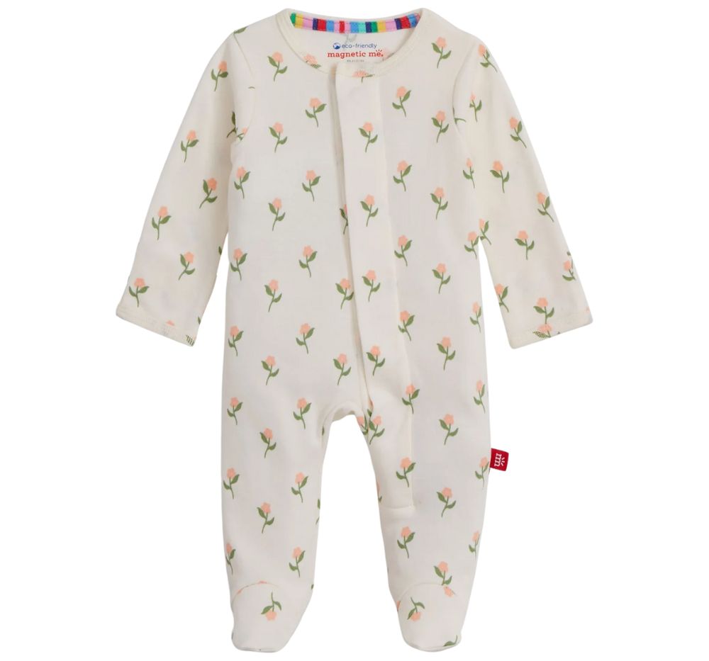 Floral Chicken Tender Org Cot Magnetic Footie