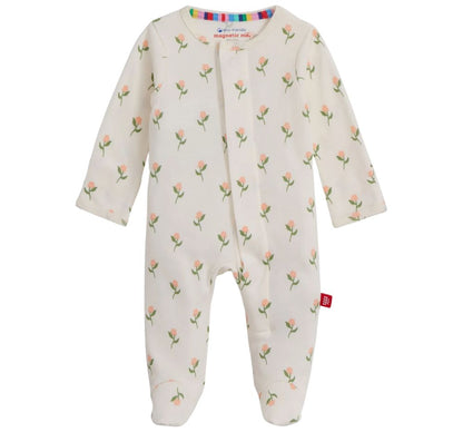 Floral Chicken Tender Org Cot Magnetic Footie