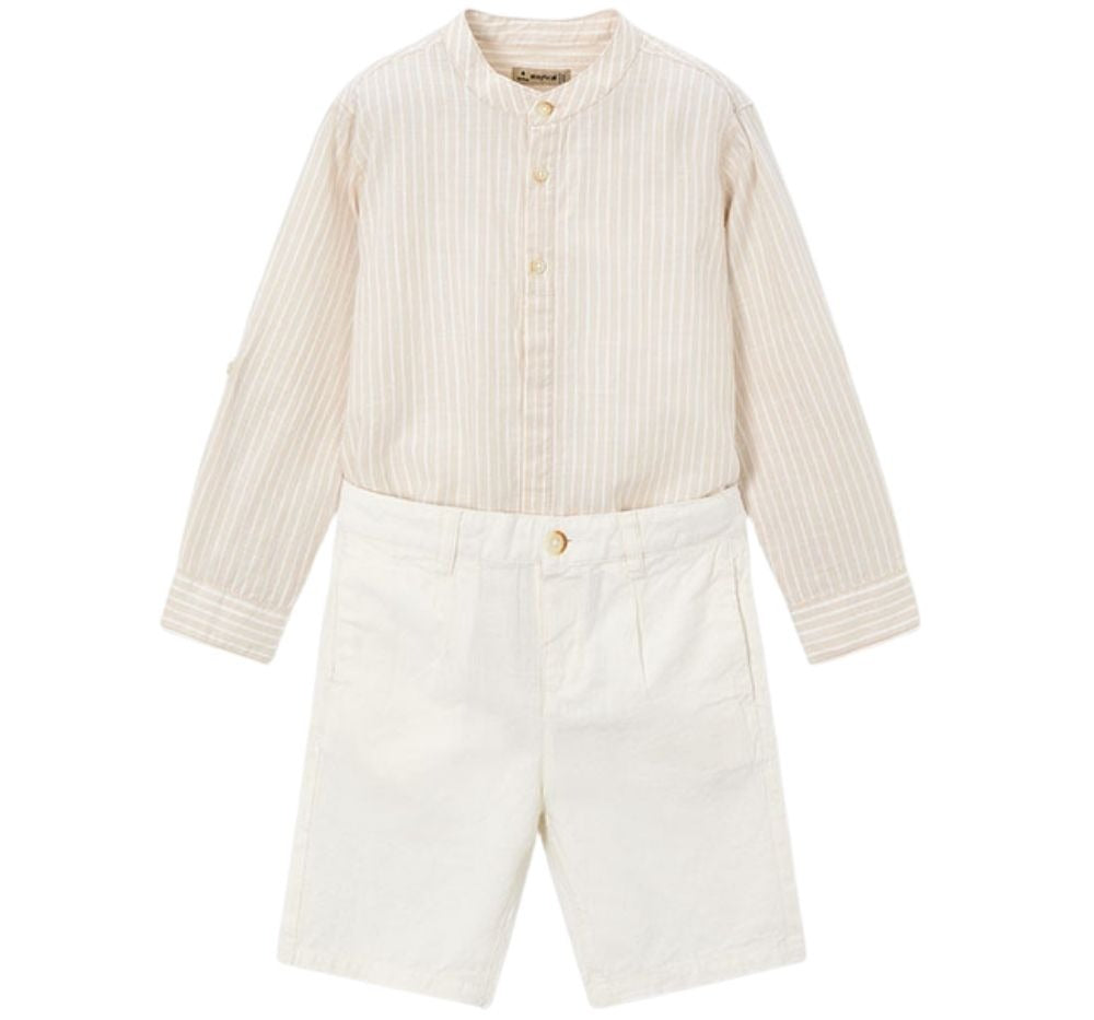 Conjunto Bermuda Lino Suiting Avena