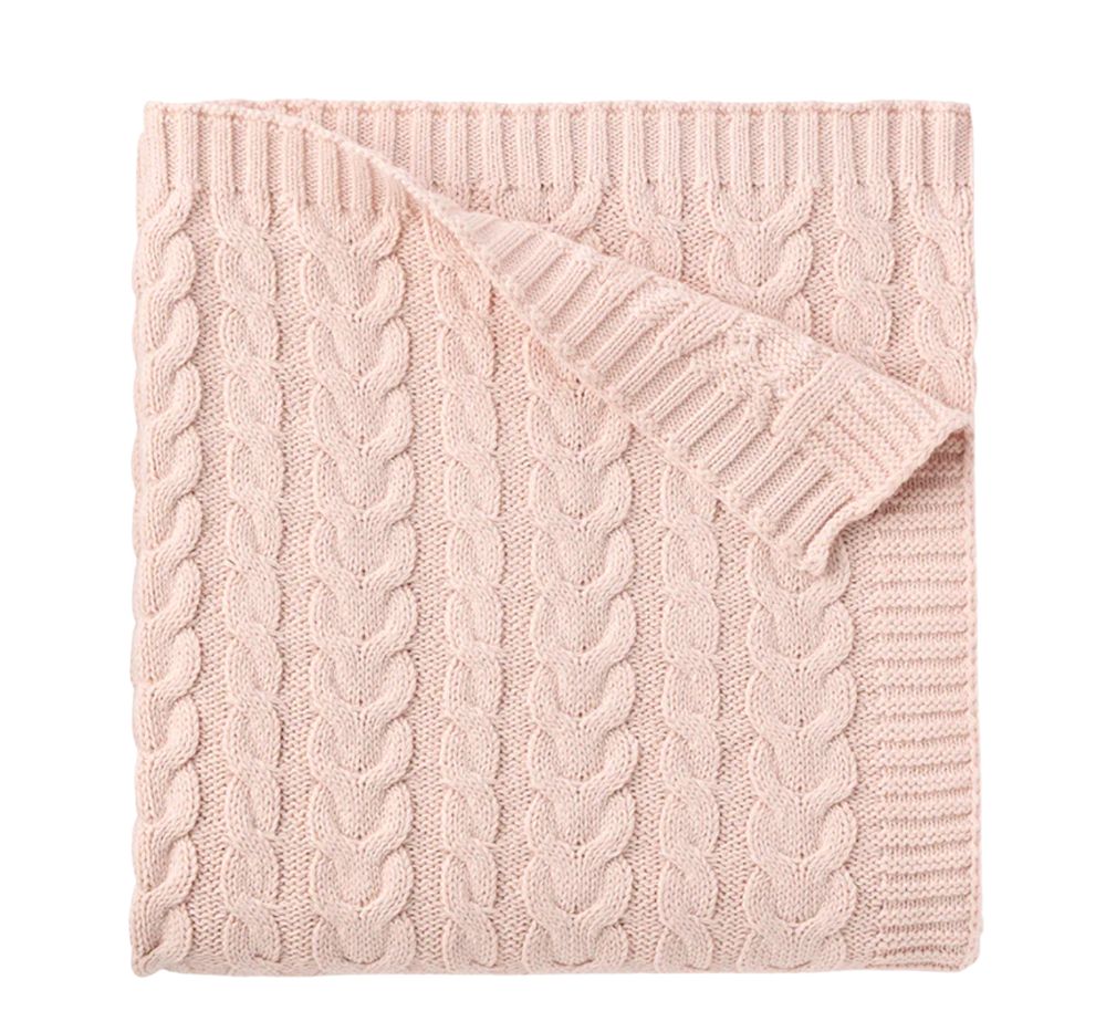 Blush Horseshoe Cable Blanket