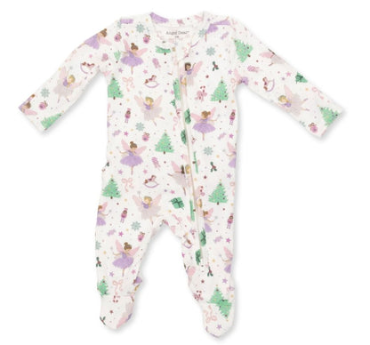 Sugar Plum Fairies 2 Way Ruffle Back Zipper Footie