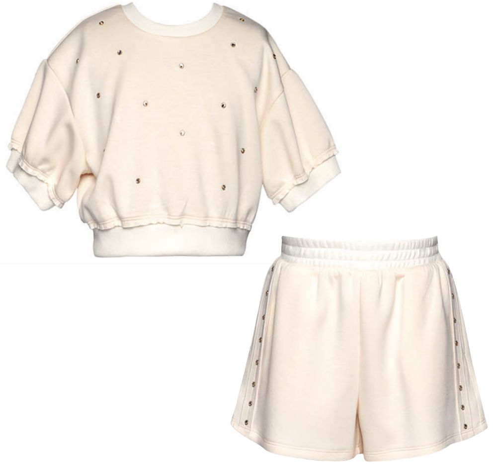 Rhinestone Embellished Sweatshirt & Scuba Sweatshorts