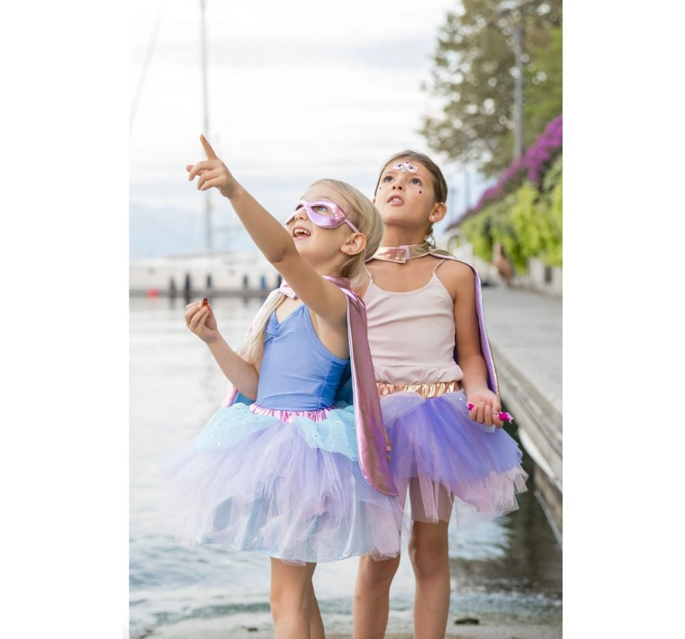 Super Duper Tutu Cape Mask Pink & Light Blue 4-6