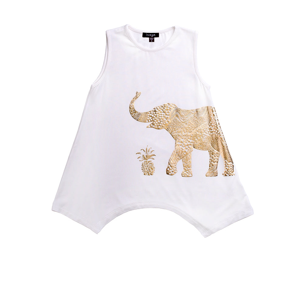 Blusa sin mangas crema de elefante dorado -imoga