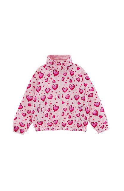 Max Reversible Rain Jacket Windbreaker, Hearts Galore