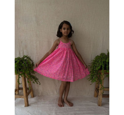 Vestido Neon Pink Ditsy Floral Print