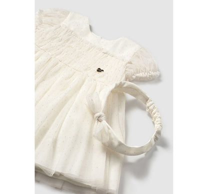 Vestido Tul Diadema Crudo