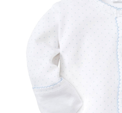 White/LT. Blue Kissy Dots Print Footie