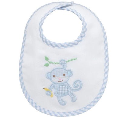 Monkey Applique Basic Bib Blue