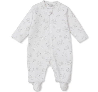 Footie W/Zip Prt Cheerful Good Night Silver