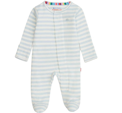 Blue Stripe Organic Cotton Footie