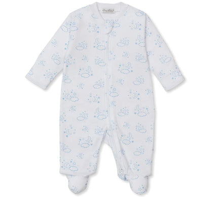 Footie W/Zip Prt Cheerful Good Night Light Blue