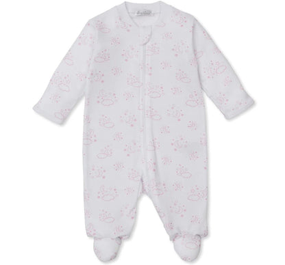 Footie W/Zip Prt Cherful Good Night Pink