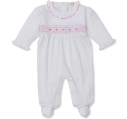 Footie W/Hand Smk White/Pink