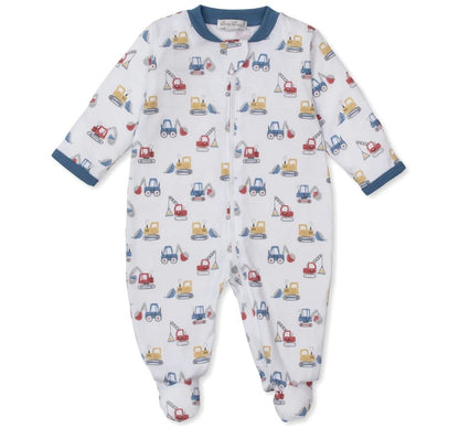 Footie W/Zip Prt Construction Diggers Multi