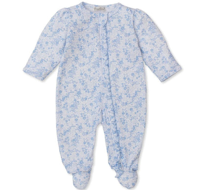 Footie W/Zip Prt Old English Roses Light Blue