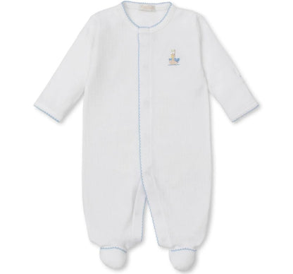 Footie W/Hand Emb Premier Noahs Ark White/Lt Blue