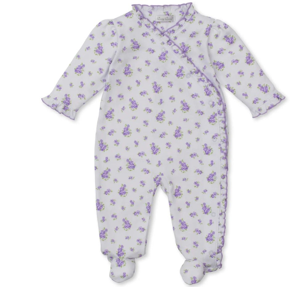 Footie Prt Roses & Blooms Lilac