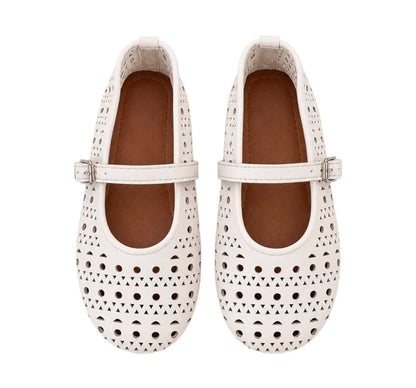 Lily Eyelet Flats White