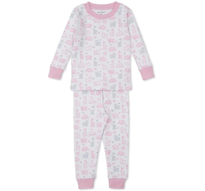 Pajama Set Snug Prt Baby Elephant Hearts Multi White