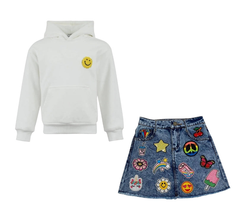 Set Gem Hoddie & All About The Patch Denim Skirt